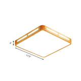 Modern Wood Beige Led Ceiling Light For Bedroom - Rectangle Flush Mount Lamp 12/18/21/25.5 Wide