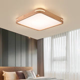 Modern Wood Beige Led Flush Mount Ceiling Light In White/Warm/Natural | Multiple Width Options / 12