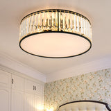 Modern Crystal Round Flush Mount Ceiling Light For Living Rooms Black / 15.5