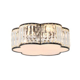 Clear Crystal Floral Flush Mount Ceiling Light For Living Room