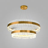 Modern Gold Ring Chandelier With Clear Crystals - Led Pendant Light Fixture For Living Room / 2