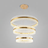 Modern Gold Ring Chandelier With Clear Crystals - Led Pendant Light Fixture For Living Room / 3