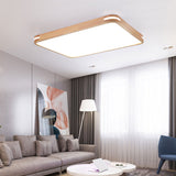 Contemporary Wood Led Flush Mount Lamp (23.5/31.5/37.5) - White/Warm/Natural Light Acrylic Diffuser