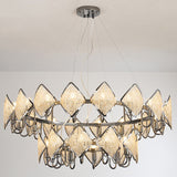 Postmodern Metal Chandelier With Rhombus Crystal Shade For Living Room Ceiling Lighting Chrome / 2
