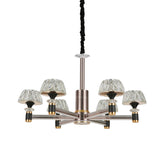 Black Postmodern Crystal Chandelier Ceiling Light For Living Room With Round Shade