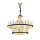 Minimalist Black Crystal Pendant Light For Living Room - Icicle Shaped Chandelier Lighting