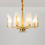 Postmodern Gold Leaf Ceiling Lighting Chandelier For Living Room With Seedy Glass 8 /