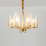 Postmodern Gold Leaf Ceiling Lighting Chandelier For Living Room With Seedy Glass 6 /