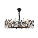 Modern Black Geometric Crystal Chandelier Pendant Light For Living Room