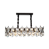 Modern Black Geometric Crystal Chandelier Pendant Light For Living Room / Medium Rectangle