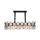 Modern Black Geometric Crystal Chandelier Pendant Light For Living Room / Large Rectangle