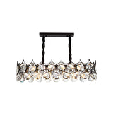 Modern Black Geometric Crystal Chandelier Pendant Light For Living Room / Small Rectangle