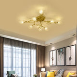Contemporary Bubbled Glass Ceiling Lighting With Branch Design - 8/12/16/20 Lights Black/Gold Flush