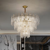 Modern Oval Chandelier Pendant Light In Textured Glass - Gold 20 /