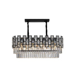 Modern Faceted Crystal Chandelier - Black Round Ceiling Light Fixture For Living Room / Small Linear