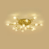 Contemporary Bubbled Glass Ceiling Lighting With Branch Design - 8/12/16/20 Lights Black/Gold Flush