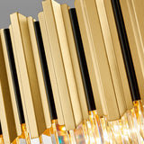 Gold Pendant Light: Elegant Round Tri-Prism Crystal Chandelier
