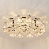 Black Semi Flush Mount Light With Clear Prismatic Crystal For Modern Branch Style 17 /