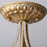 Rustic Crystal Bead Ceiling Lamp - Antiqued Gold Hemisphere 5 Lights Ideal For Dining Room