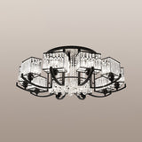 Modern K9 Crystal Semi Flush Mount Ceiling Light: Black Rectangle Fixture For Living Room