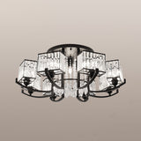 Modern K9 Crystal Semi Flush Mount Ceiling Light: Black Rectangle Fixture For Living Room 11 /