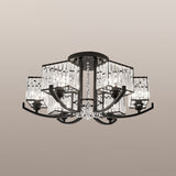 Modern K9 Crystal Semi Flush Mount Ceiling Light: Black Rectangle Fixture For Living Room