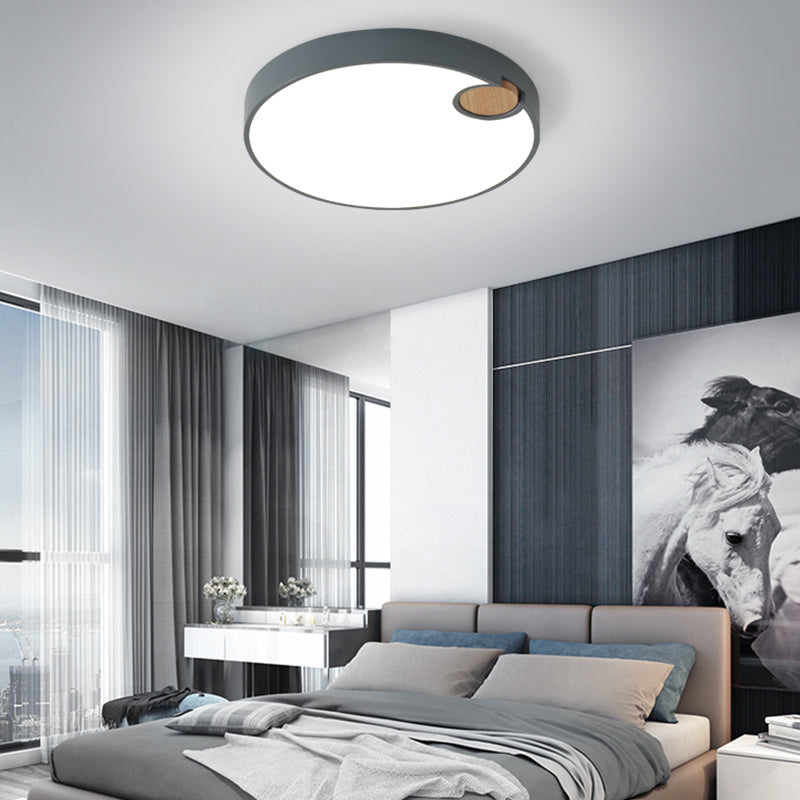 Nordic Acrylic Grey Led Flush Mount Lamp With White/Warm/Natural Light For Bedroom - Available In