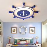 Modern Flushmount Led Ceiling Light For Childrens Rooms - Blue Acrylic With Warm/White