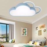 Cartoon Led Cloud Flushmount Lighting: Blue/Pink Stylish Ceiling Fixture In Warm/White Light Blue /