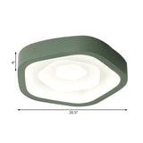 Nordic Flush Ceiling Lamp - Pink/Blue/Green Acrylic Led 20.5 Wide Pentagon Shape