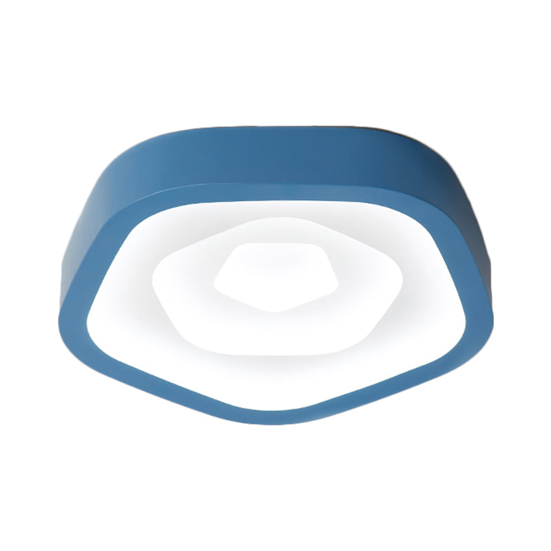 Nordic Flush Ceiling Lamp - Pink/Blue/Green Acrylic Led 20.5 Wide Pentagon Shape