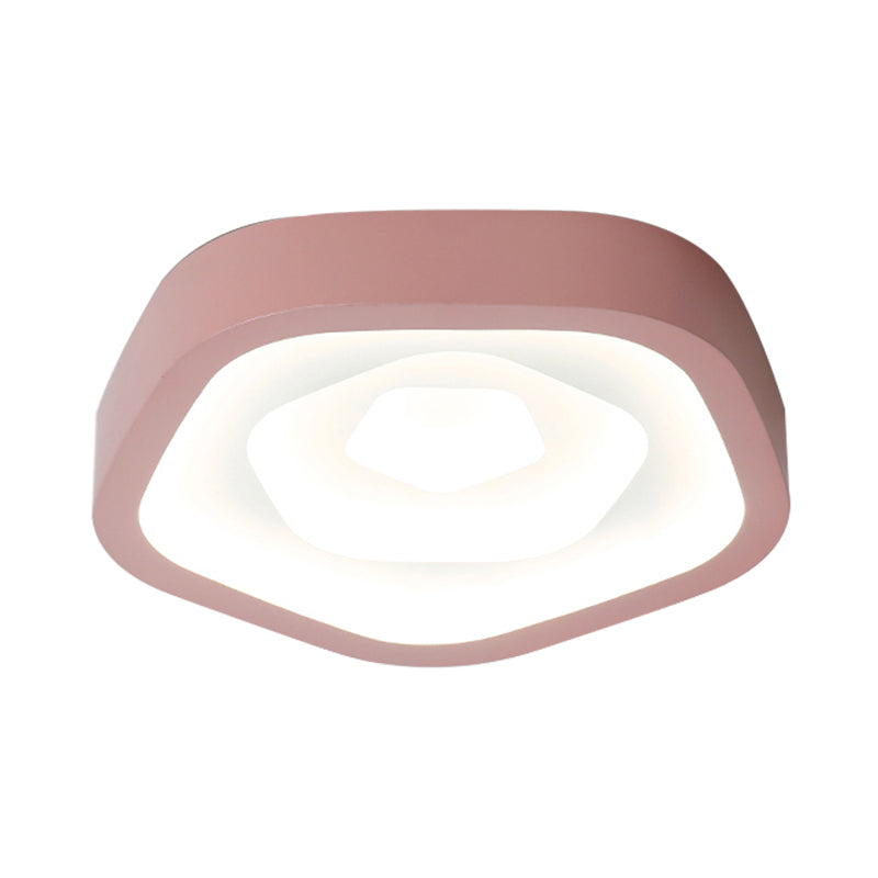 Nordic Flush Ceiling Lamp - Pink/Blue/Green Acrylic Led 20.5 Wide Pentagon Shape