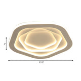 Led Acrylic White Pentagon Flush Ceiling Light - 16/19.5/23.5 With Warm/White