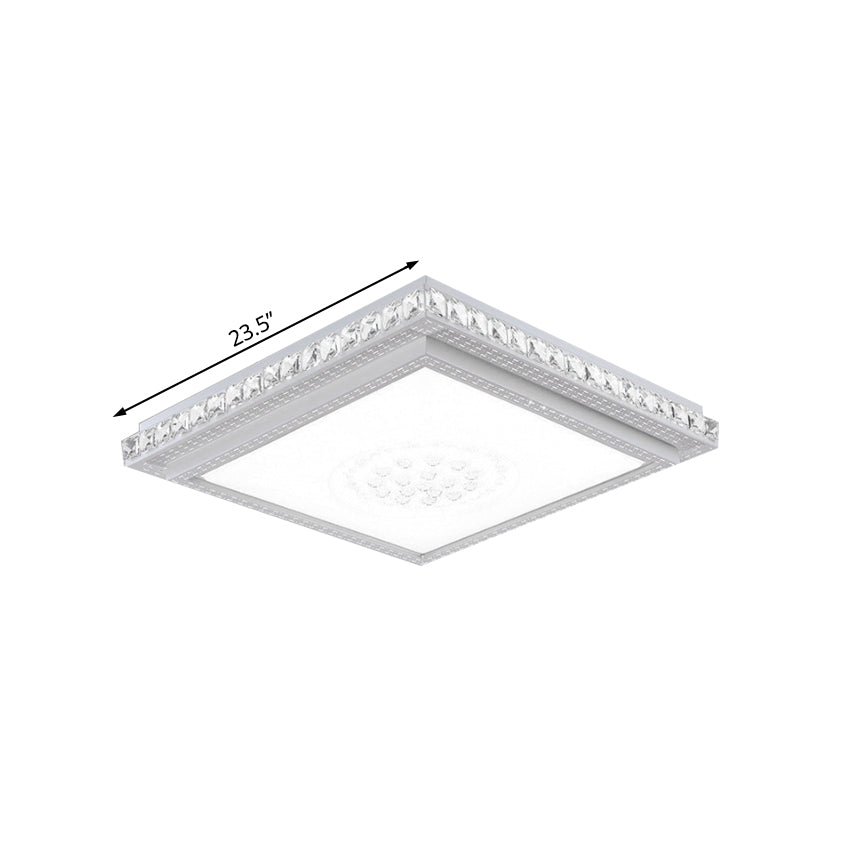 23.5-42.5’ Wide Led Ceiling Flush Mount Bedroom Lamp - White Light With Acrylic Shade & Crystal