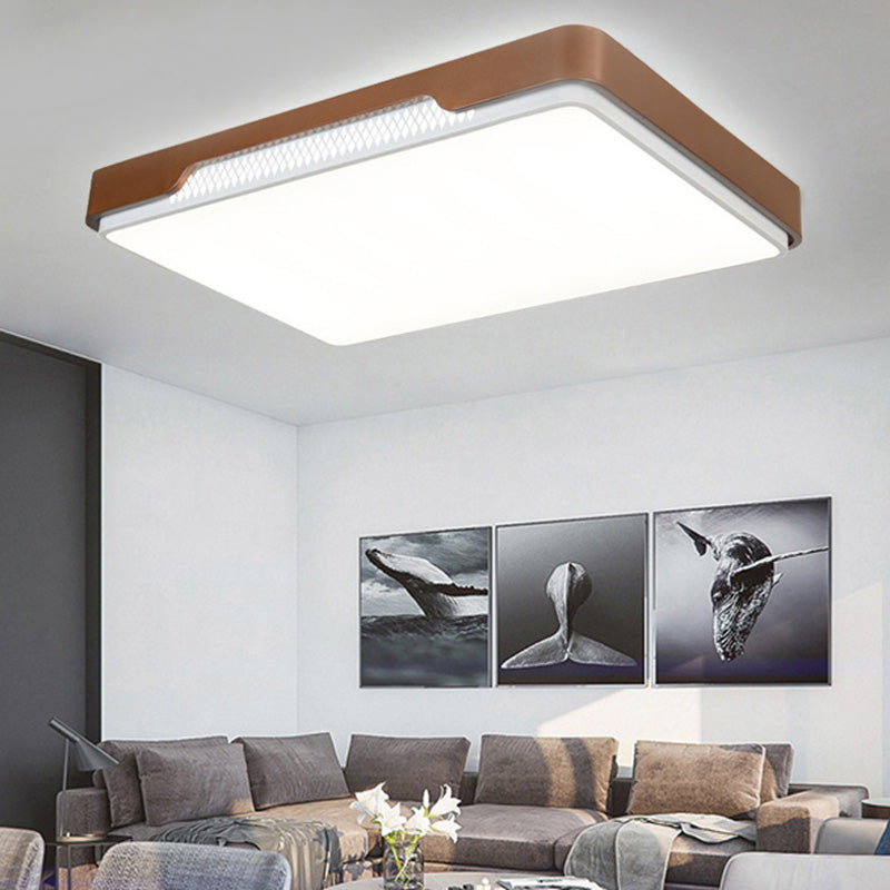 Modern Acrylic Flush Mount Light Fixture - Brown Rectangular 20.5/36.5/45 Warm/White