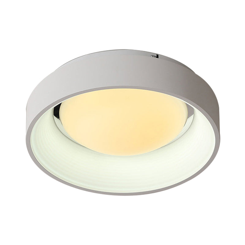 Nordic Acrylic Drum Ceiling Light: Grey/White 18/23.5 Dia Led Flush Mount