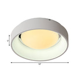 Nordic Acrylic Drum Ceiling Light: Grey/White 18/23.5 Dia Led Flush Mount