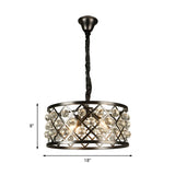 Modern 4-Light Black Chandelier With Metal And Crystal Accents For Dining Room Ceiling