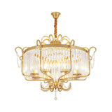Faceted Clear Crystal Prism Lantern Chandelier With 8 Lights In Black/Gold - Contemporary Living