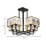 Vintage Prismatic Crystal Chandelier - Cubic Shade 6/8 Lights Black Ideal For Living Room