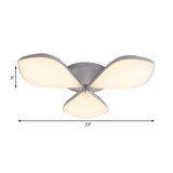 Nordic Petal Acrylic Flush Mount Light Fixture For Bedroom Ceiling - 3/4/5 Heads White