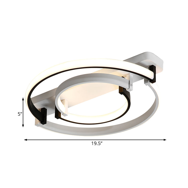 Sleek Acrylic Led Bedroom Ceiling Lamp In Warm/White Light - Black/White Flush Mount Various Sizes