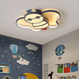Kids Bee Design Led Ceiling Lamp - Blue Flush Mount Lighting For Childrens Room Acrylic Warm/White