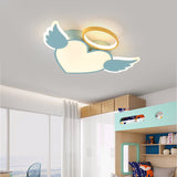 Heart Shaped Metal Flushmount Lamp: Cartoon Design Led Blue/Pink Ceiling Lighting 19.5/23.5 With
