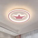 Crown Led Flush Mount Acrylic Bedroom Ceiling Light With Halo Ring Pink / Small White