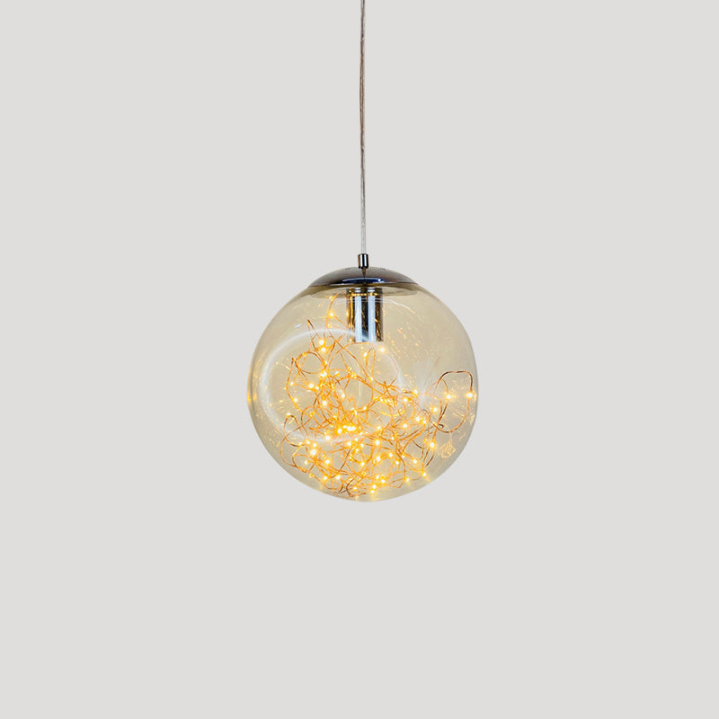 Sleek Geometric Led Pendant Light With Clear Glass Shade Ideal For Bedroom Ambiance And Starry