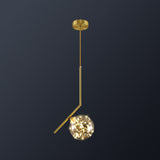 Simplicity Clear Glass Globe Ceiling Light: Led Pendant For Bedroom - Brass Finish