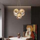 Handblown Glass Led Pendant Light With Modern Brass Finish - Sphere Shape Starry Glow 5 /