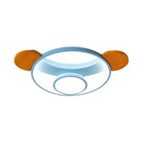 16/19.5 Bear Shaped Ceiling Light For Kids Bedroom - Led Silicone Flush Mount Lamp In Blue/Pink