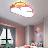 Cloud Shade Kids Room Led Flush Mount Ceiling Light: Cartoon Style Blue/Pink Acrylic Fixture In